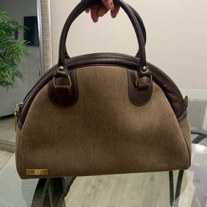 Pierre Cardin Elegant Brown suede Leather trim Handbag